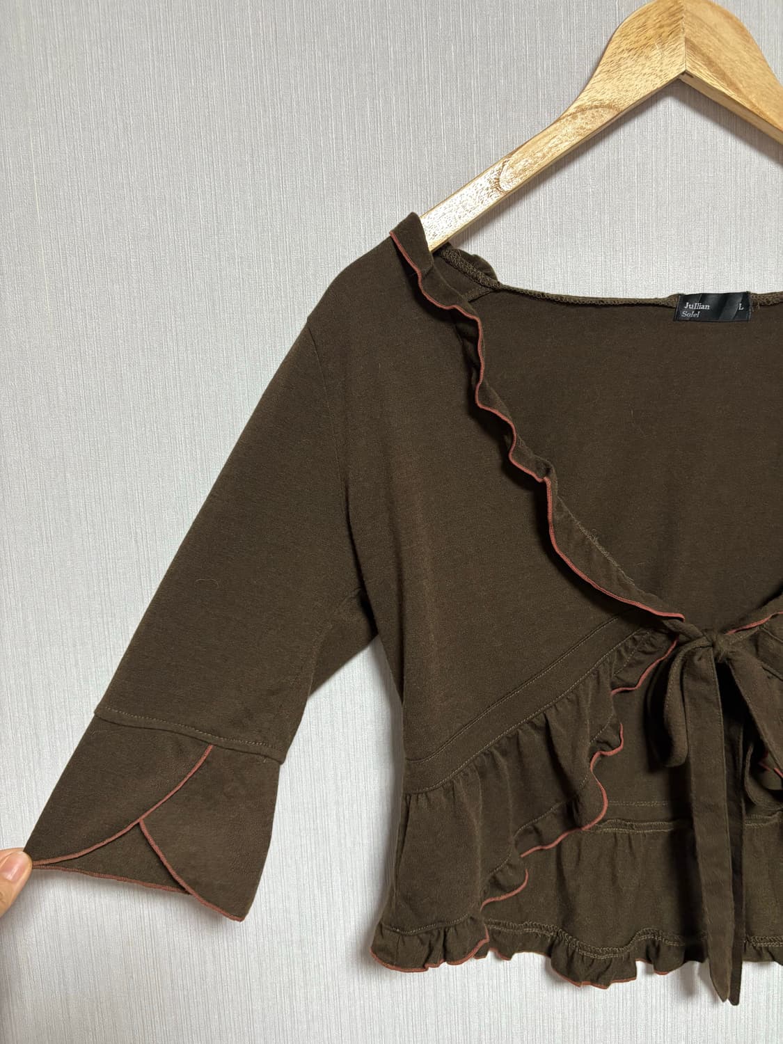 카키 브라운 볼레로 가디건 상품이미지6