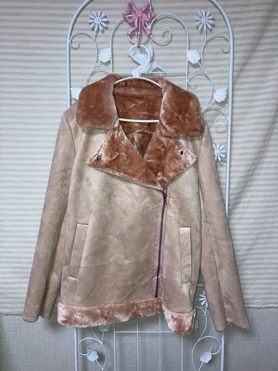 jpn vintage 베이비핑크 무스탕 y2k 스트릿 갸루 펑키 상품이미지1