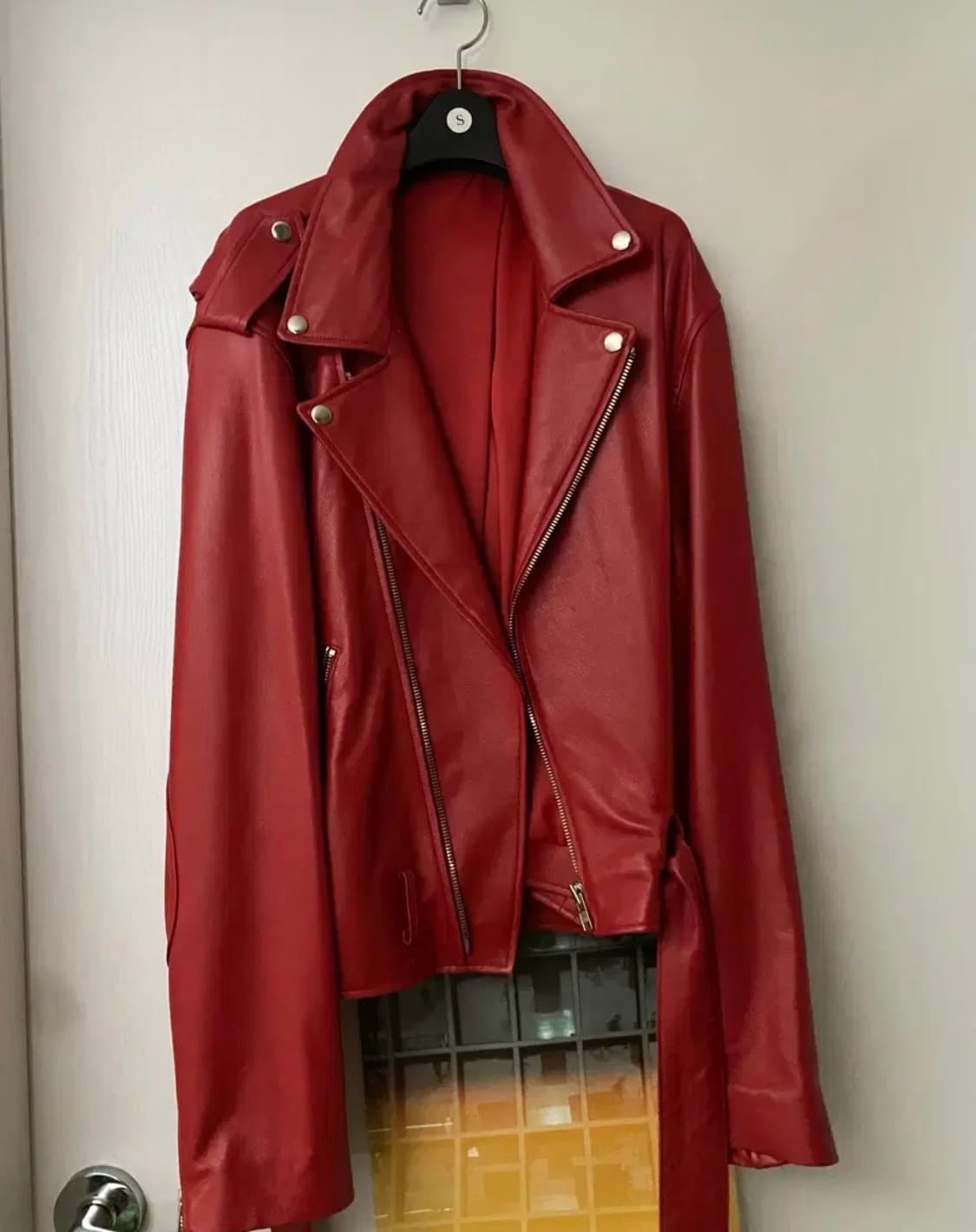 레드 양가죽 바이커 오버핏 남여공용 상품이미지1