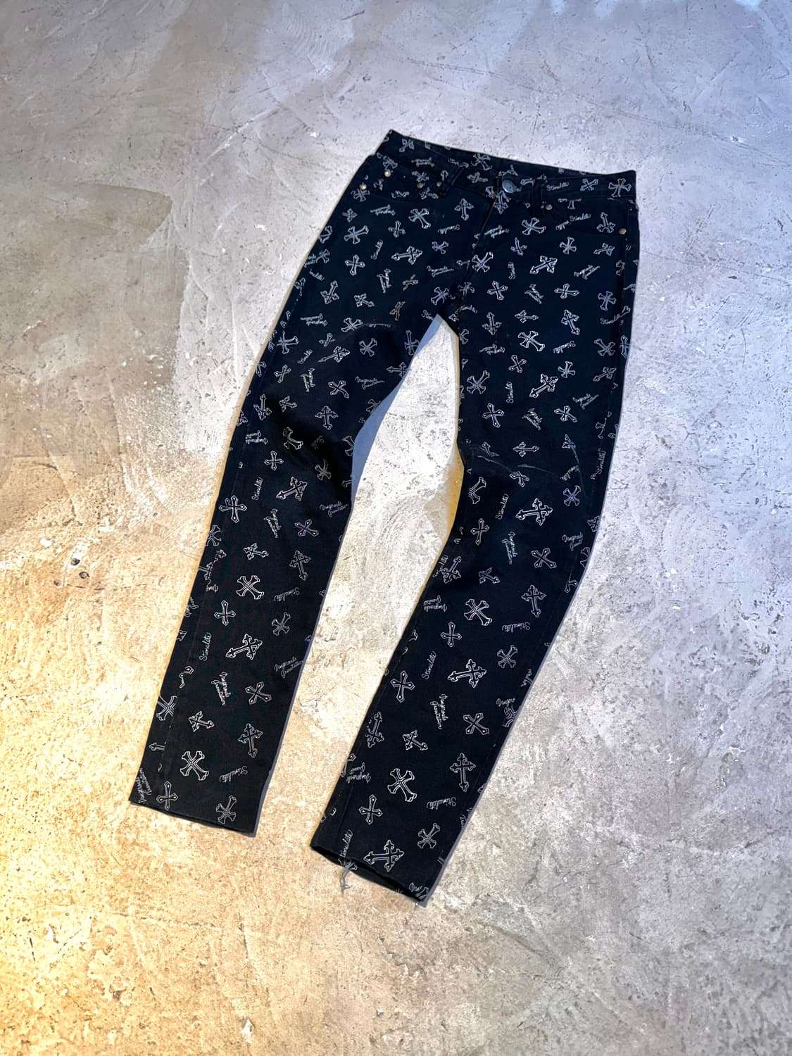 크로스 패턴 스키니진 상품이미지1