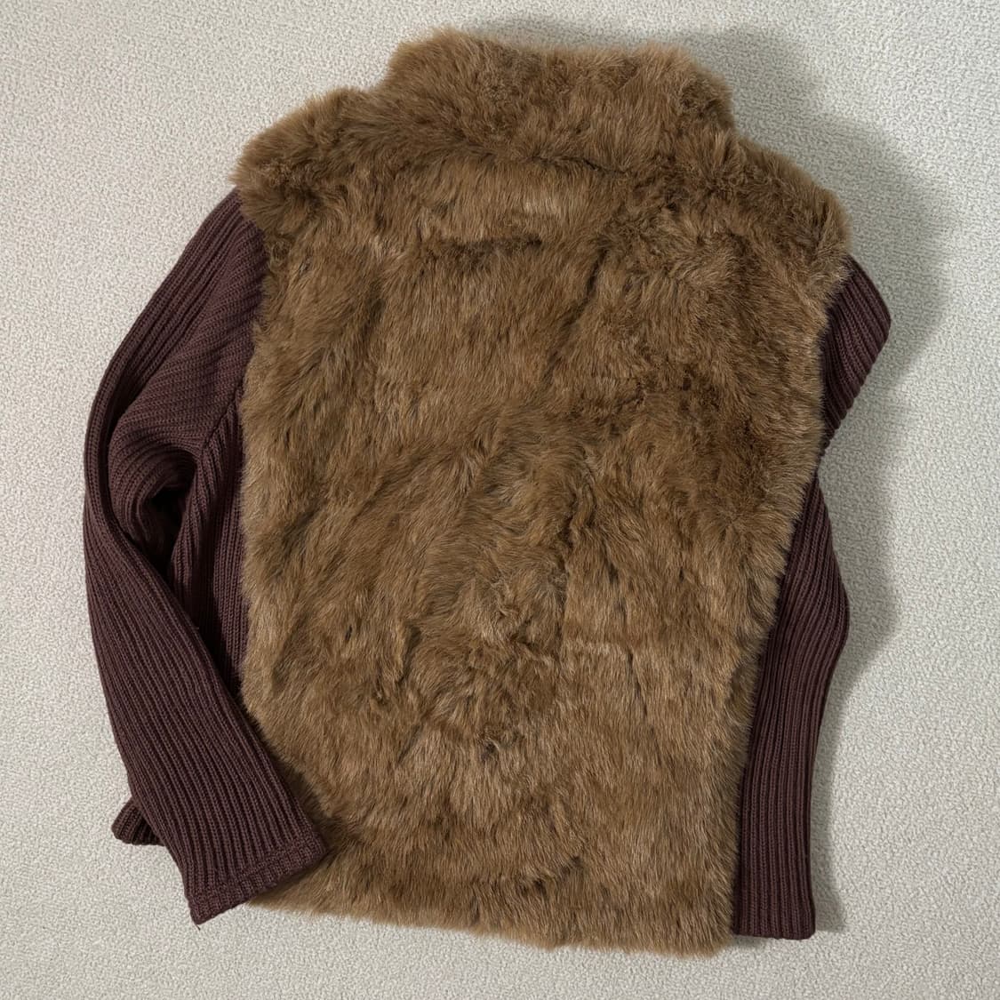 일본빈티지 Trcot Reine y2k 브라운 퍼 니트집업 상품이미지4