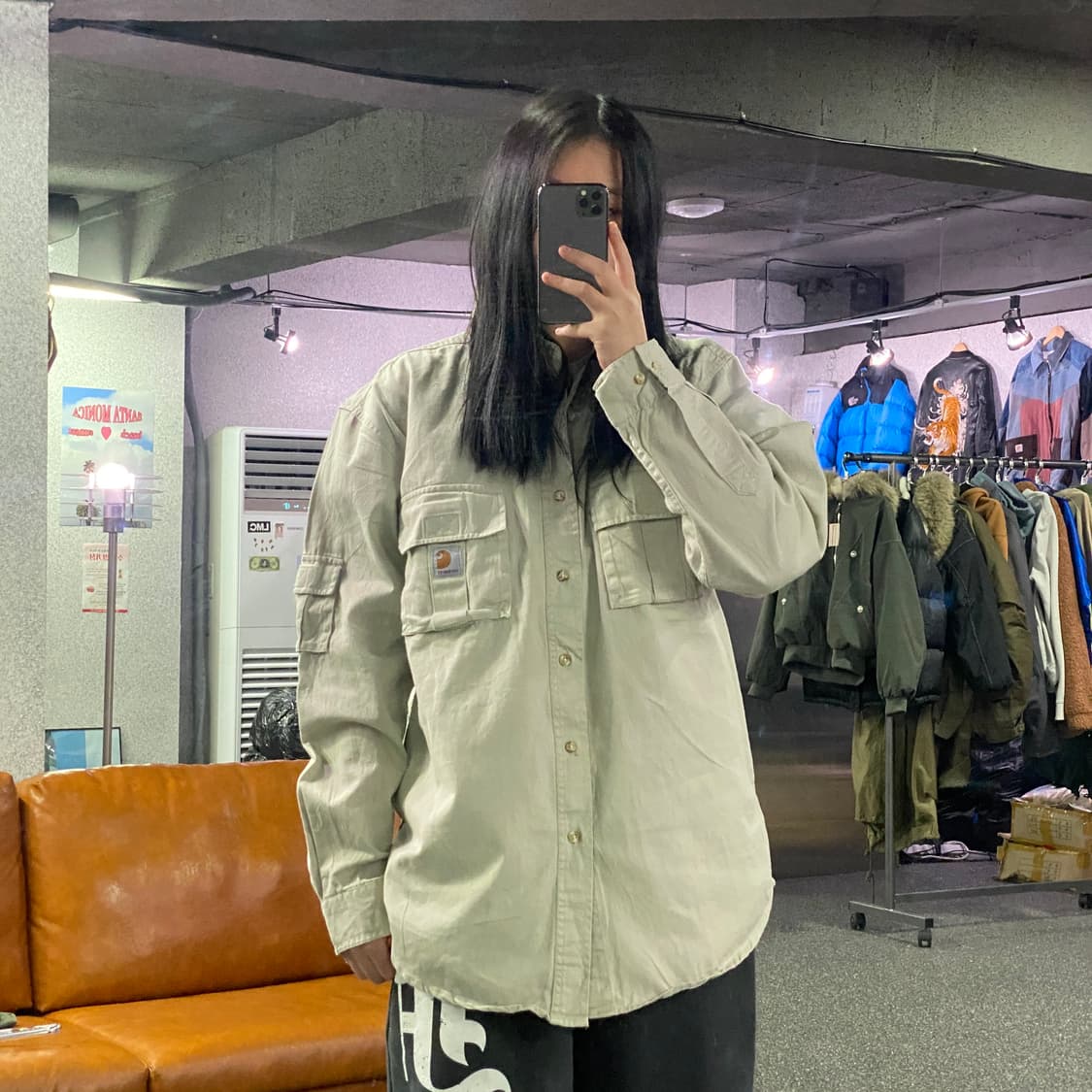 칼하트 패치로고 투포켓 베이지 셔츠 B3165 상품이미지1