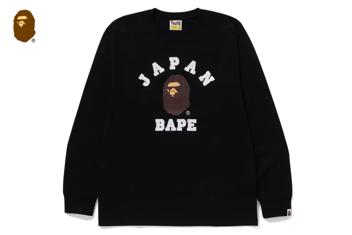[XL] 베이프 일본한정 재팬 컬리지 롱슬리브 블랙 상품이미지1