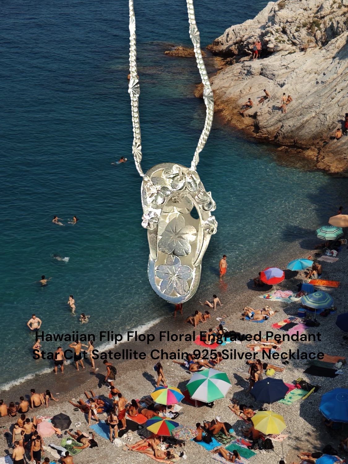 Hawaiian Flip Flop Floral Engraved Penda 상품이미지1