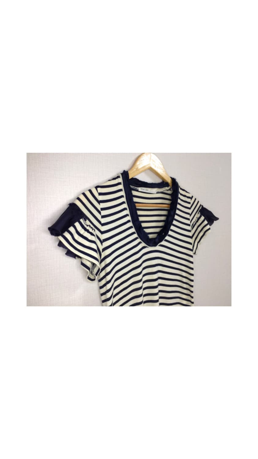 Sacai luck 사카이럭 아이보리 스트라이프 프릴 컷 원피스 상품이미지4