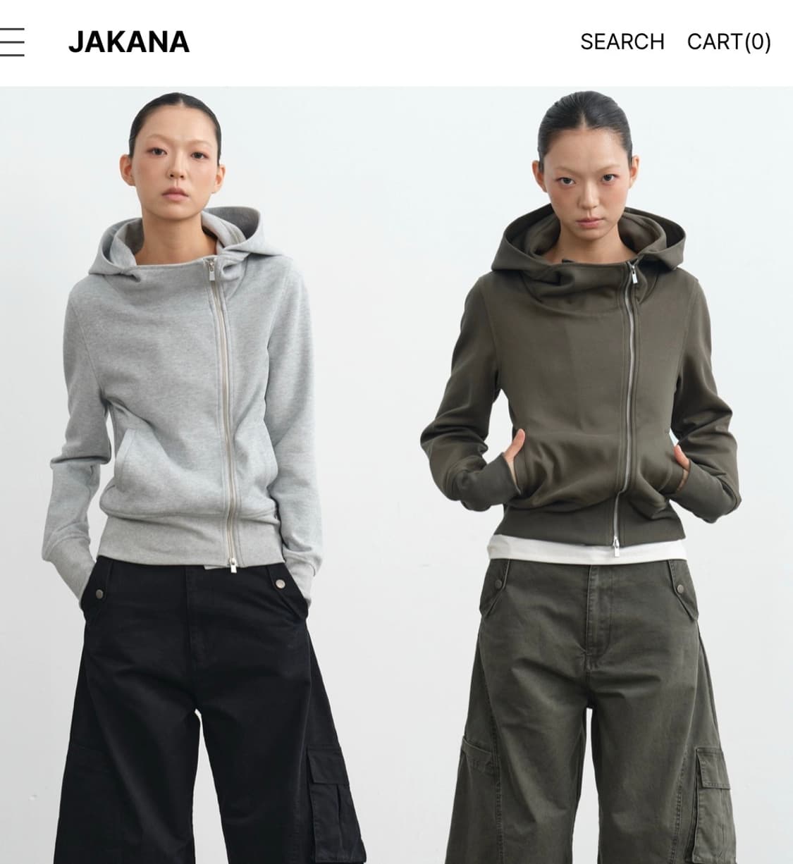 JAKANA 후드집업 카키 s 상품이미지1