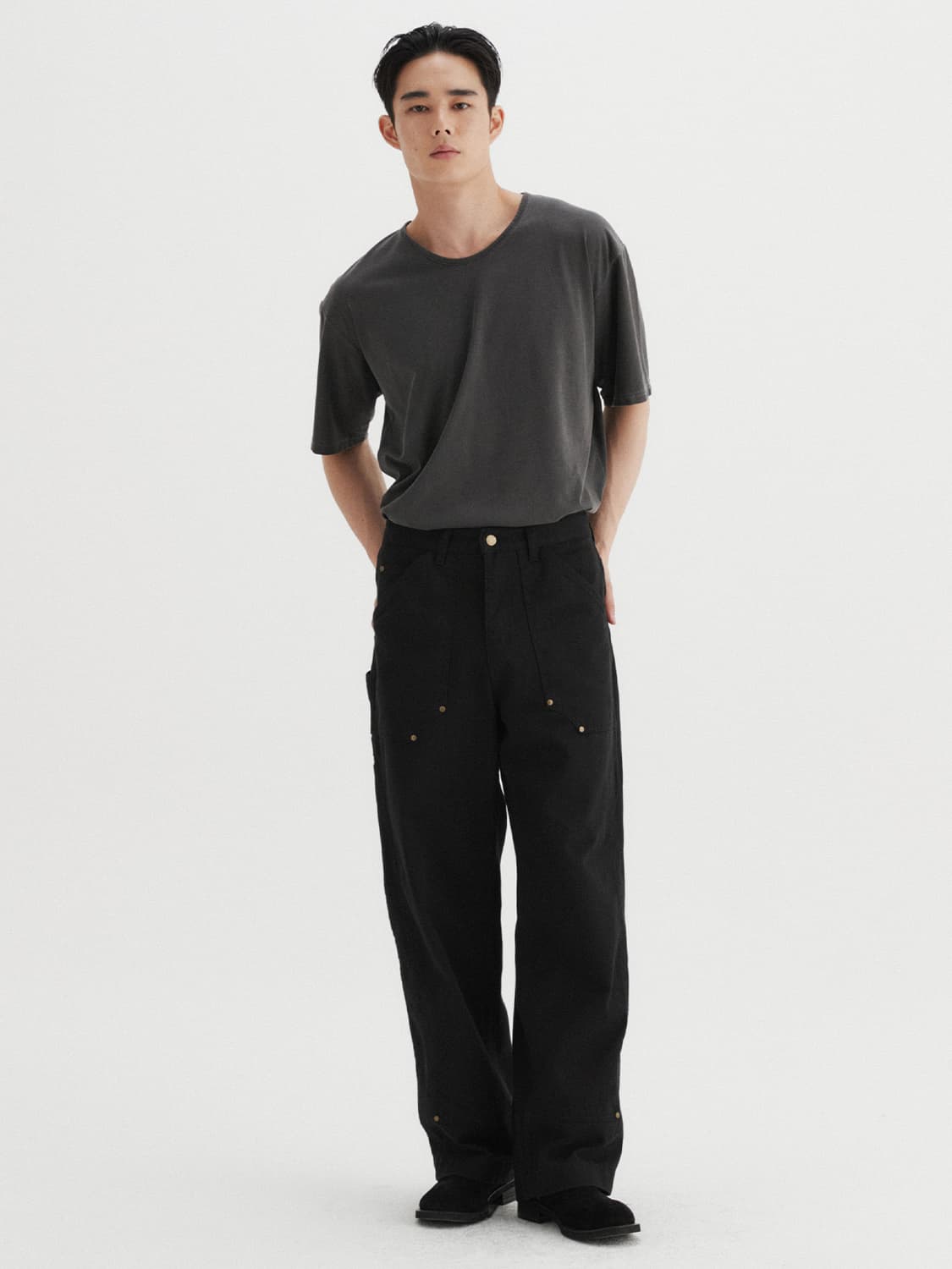 르마드 LEMARD 리벳 웨스턴 카펜터 블랙 데님 팬츠 1 상품이미지1