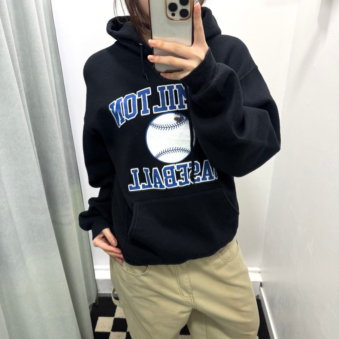 Russell 블랙 프린팅 후드티 상품이미지2