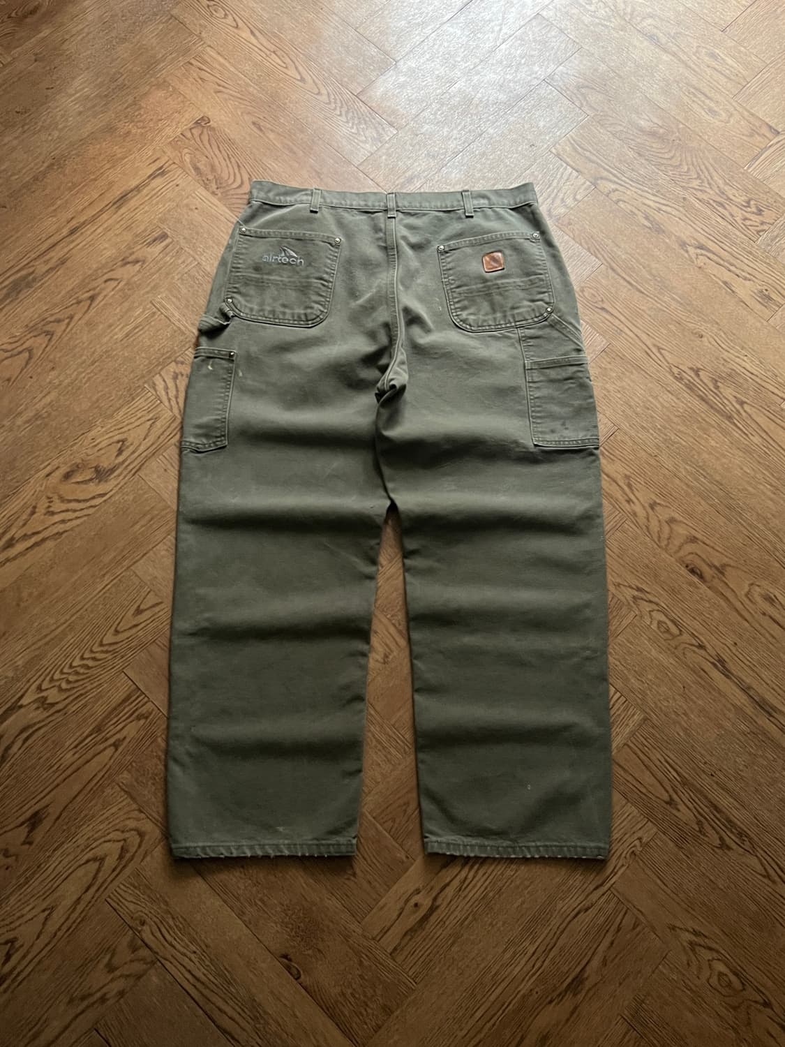 [38]칼하트 USA 더티워싱 모스그린 더블니 워크 팬츠 상품이미지2