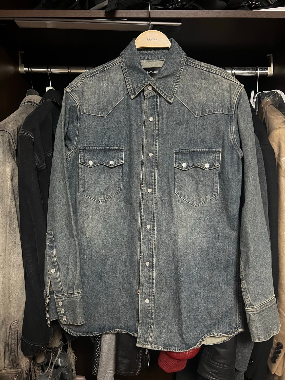 [M] 세비지 데님 웨스턴 셔츠 블루 상품이미지1