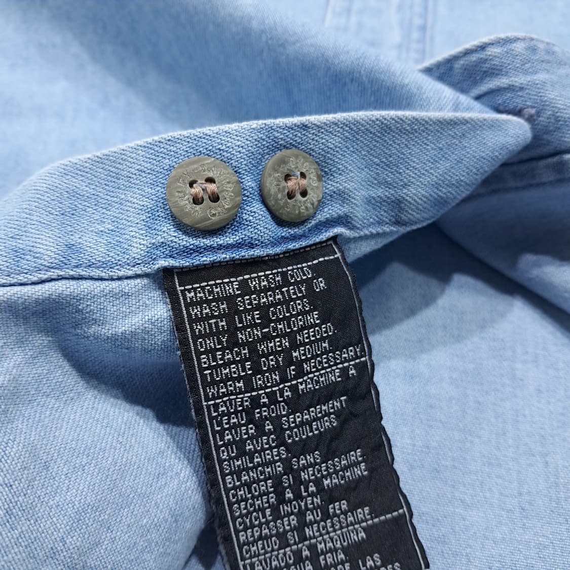 CL454 2XL 할리데이비슨 90s 코튼 자수 연청 데님셔츠 남방 상품이미지5