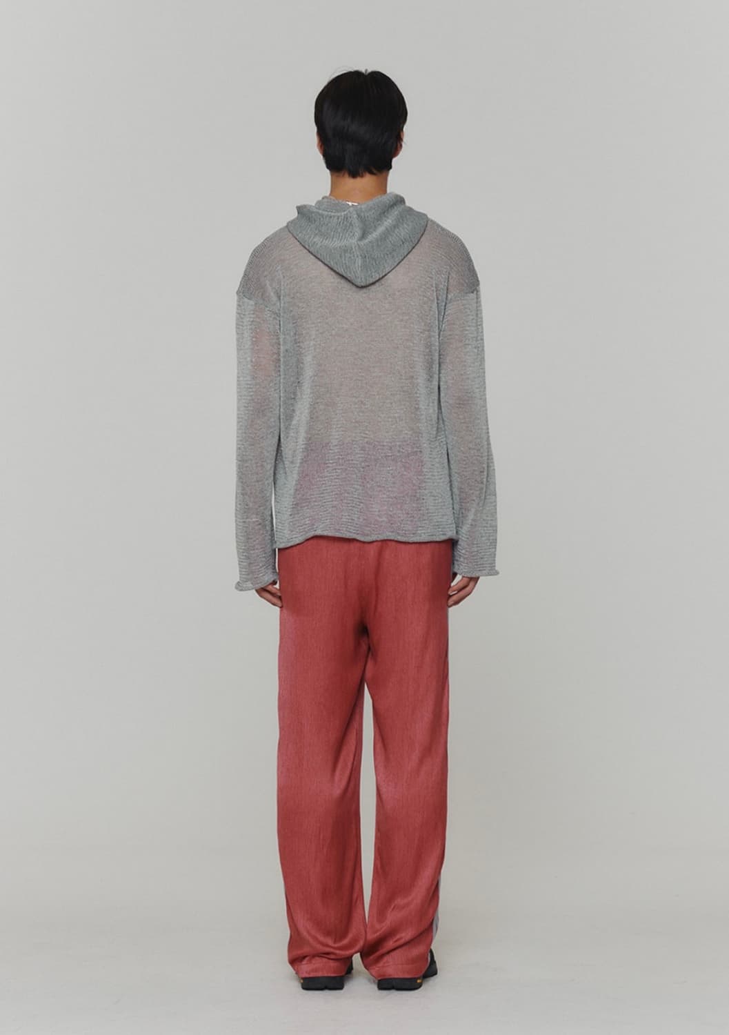 아모멘토 스트레이트 턱 밴딩 팬츠 레드 상품이미지3