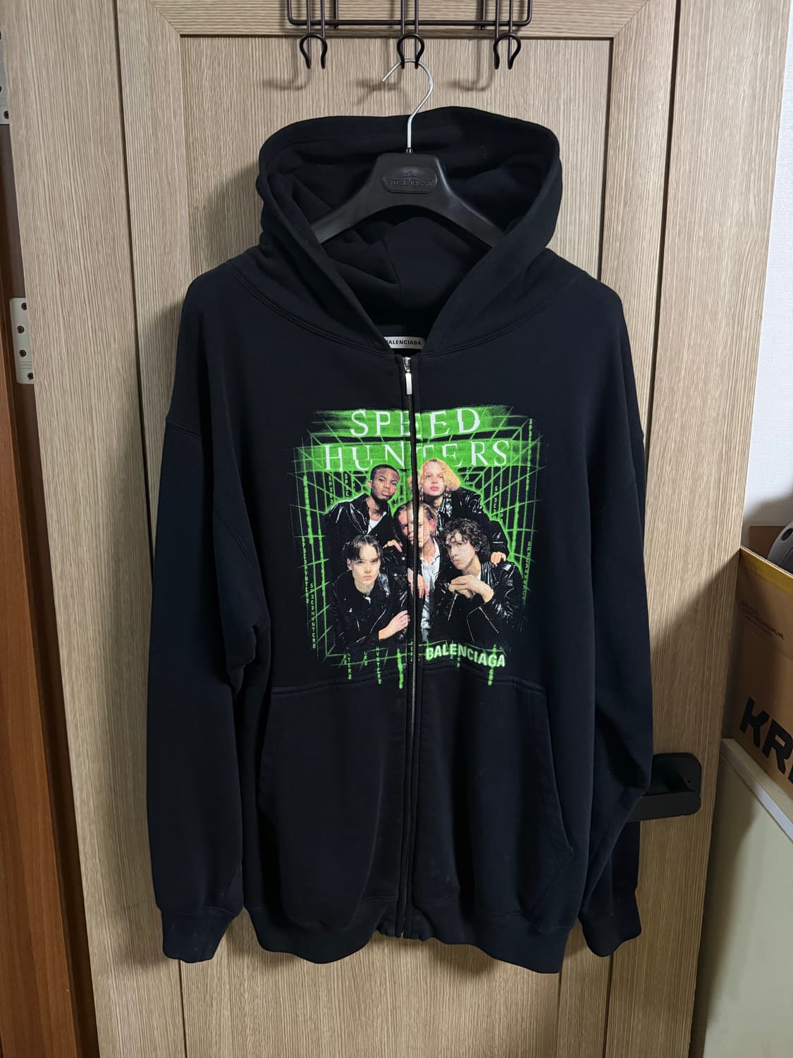 발렌시아가 스피드헌터 오버핏 후드집업 블랙  상품이미지1