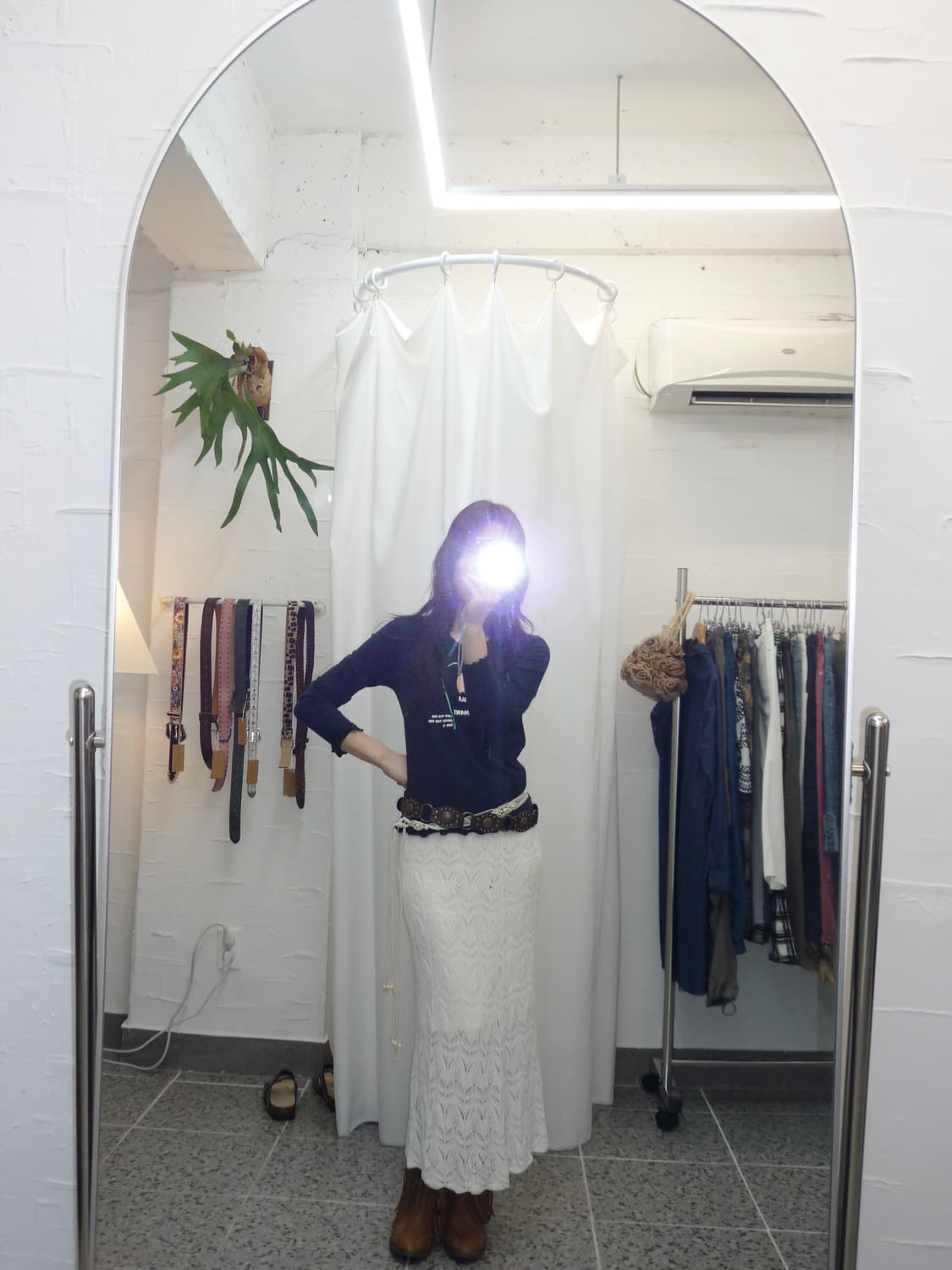 white kintting long skirt 상품이미지1