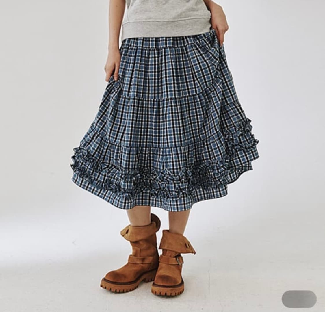 플리즈프로젝트 체크 미디 스커트 상품이미지1