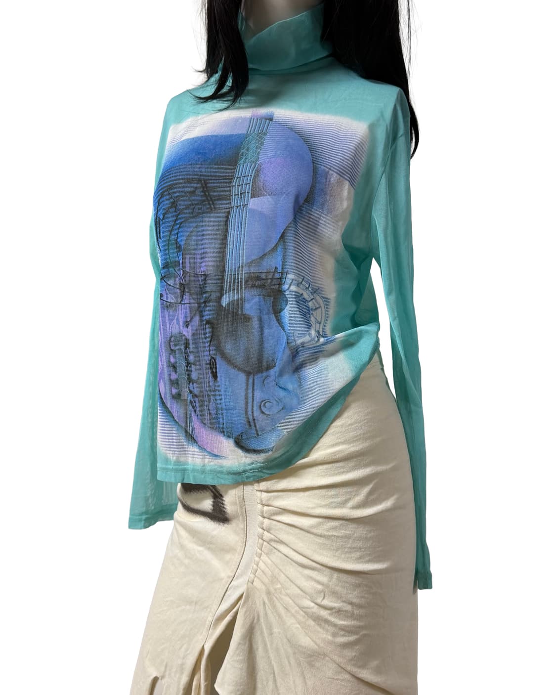 빈티지 y2k 매쉬 목폴라 탑 상품이미지3