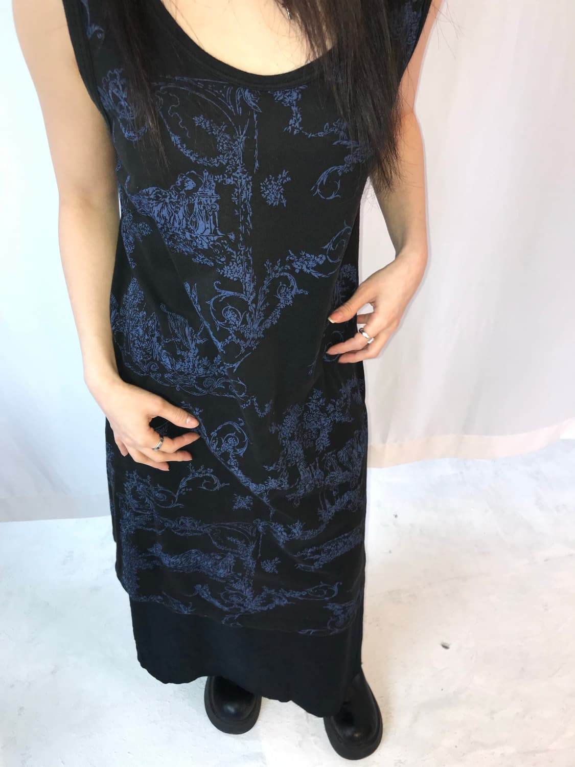 Ikuko 블루 플라워 나시 원피스 상품이미지3