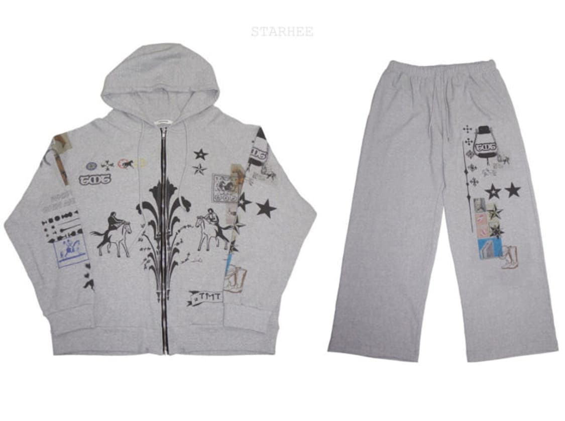 (공홈품절)PRINTED WAFFLE ZIP-UP HOODIE 상품이미지2