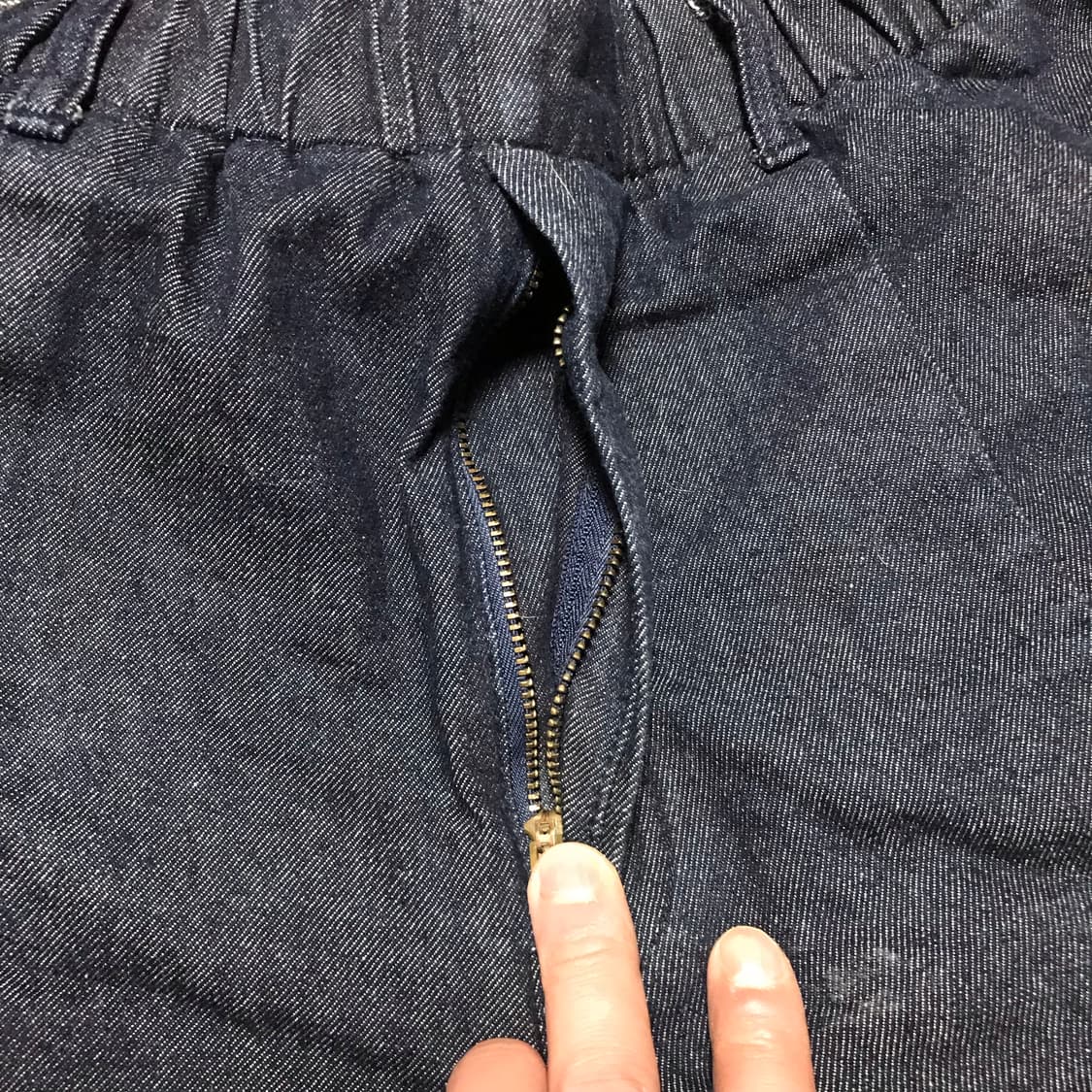 Gu 재팬 슈퍼 와이드 크롭 테이퍼드 핀턱 이지 팬츠 인디고 진청 상품이미지5