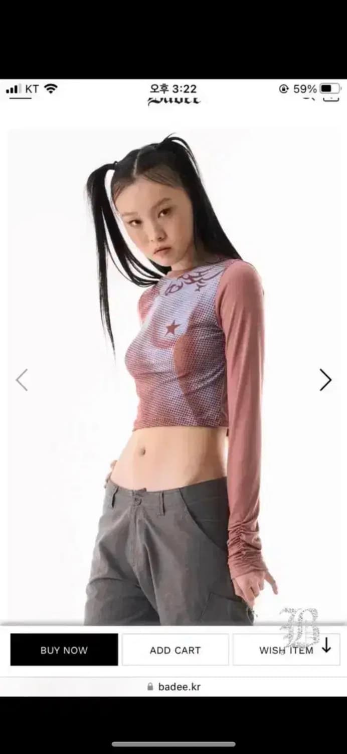 Badee 배디 셔링 티셔츠 탑 HALFTONE MESH SHIRRING 상품이미지5