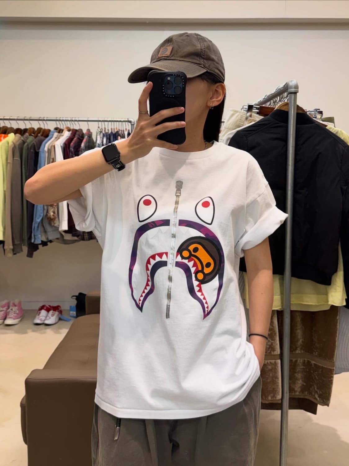 베이프 컬러 카모 마일로 샤크 반팔 상품이미지5