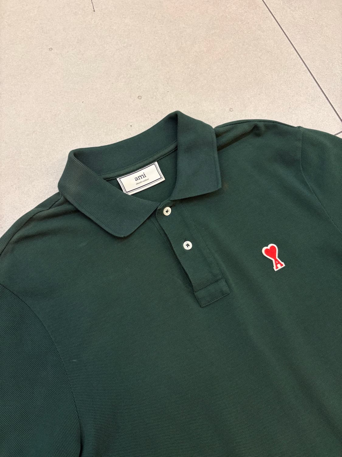 AMI 스몰 하트자수 카라 반팔티 그린 상품이미지4