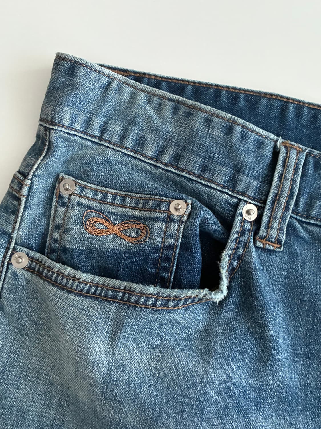 33) 플랙 PLAC 크롭 밀란 데님 청바지 중청 상품이미지4