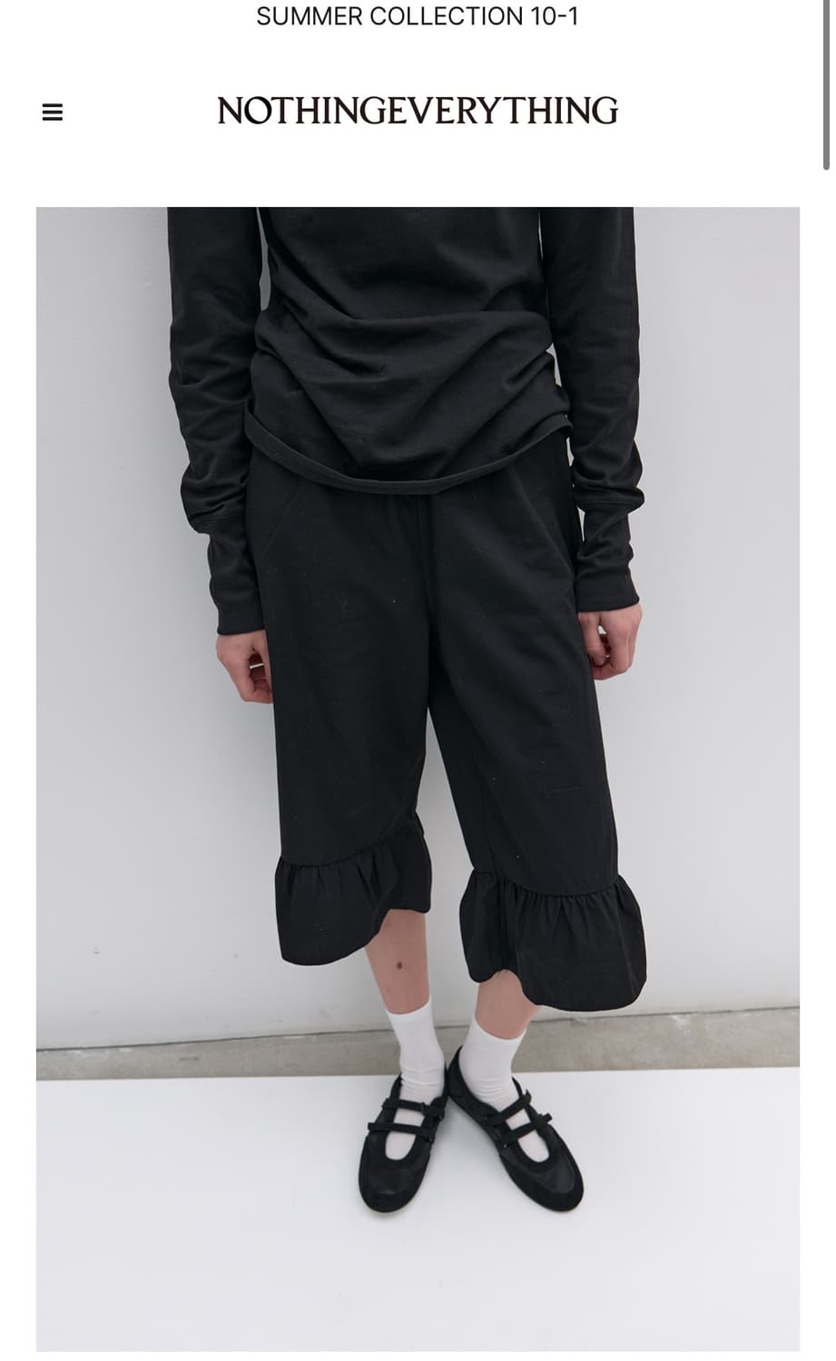 낫띵에브리띵 FRILL DETAIL COTTON PANTS블랙 상품이미지1