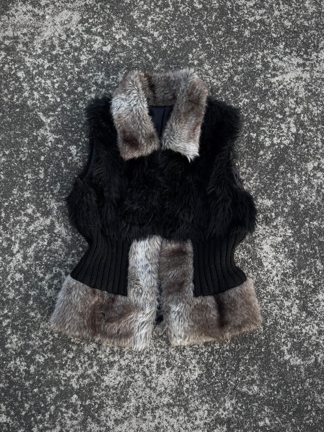 Black Fur Knit Vest 상품이미지1