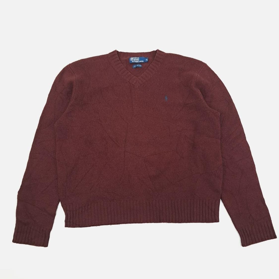 (CS569)XL 폴로 랄프로렌 버건디 V넥 램스울 니트 스웨터knit 상품이미지1