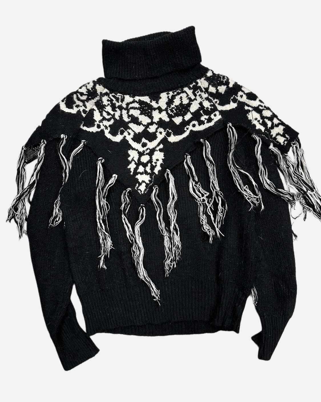 fringe pancho turtle-neck knit 상품이미지4