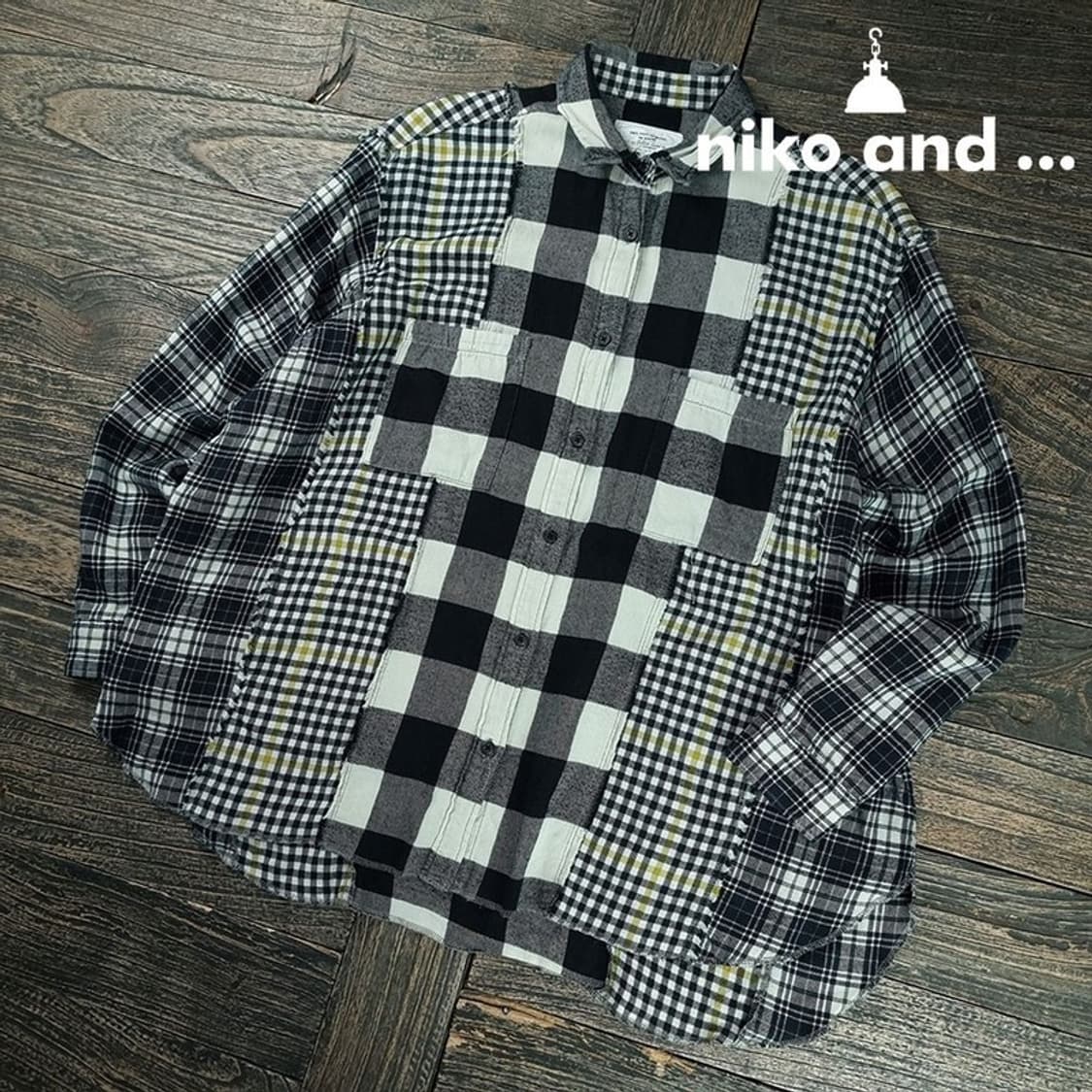[니코앤드] 멀티 체크 믹스드 오버핏 셔츠 M19697 상품이미지1