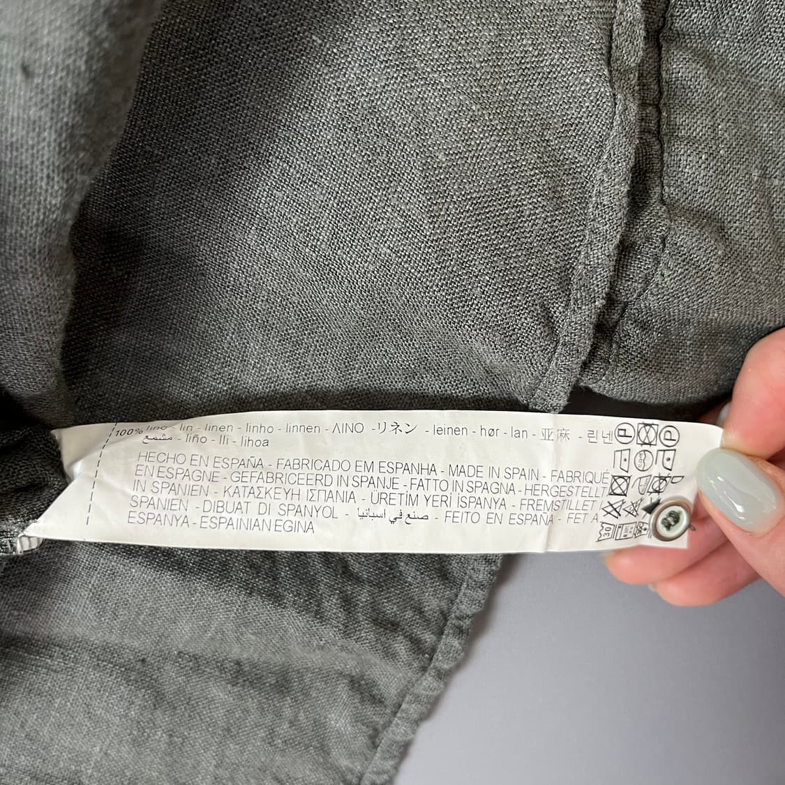 자라 차콜 브이넥 노카라 린넨 셔츠 M 상품이미지6
