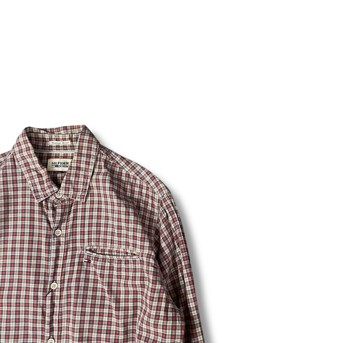 타미힐피거 레드 네이비 체크 긴팔 셔츠 M  상품이미지2