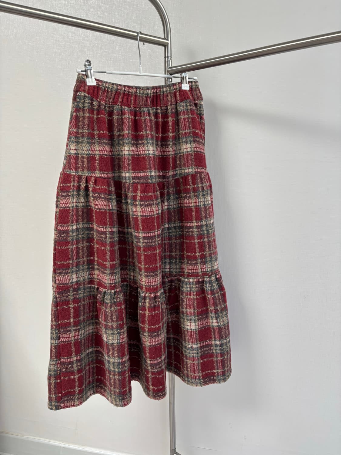 레디쉬 빈티지 체크 울 롱 스커트 상품이미지3