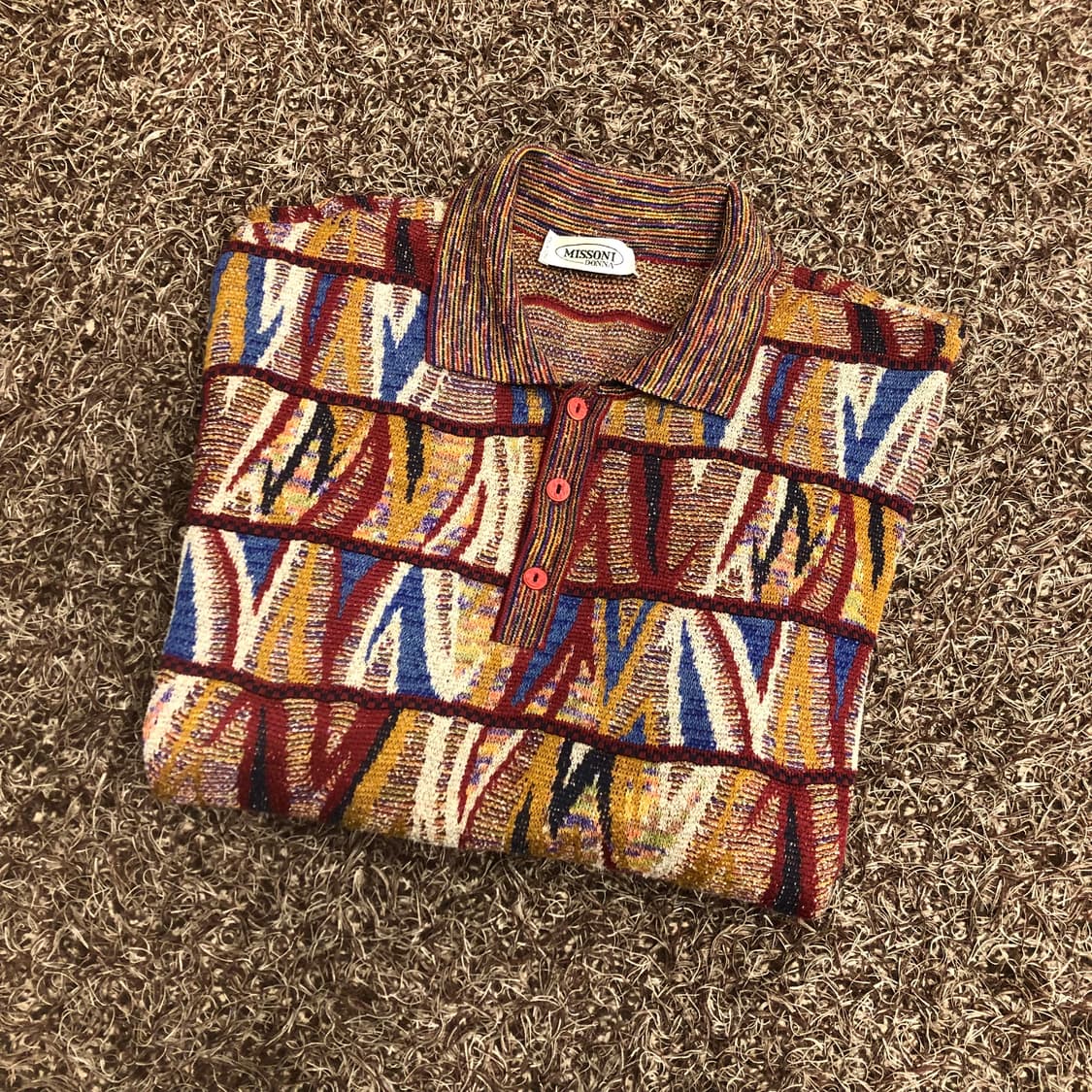 미쏘니 멀티컬러 패턴 울 카라 니트 상품이미지1