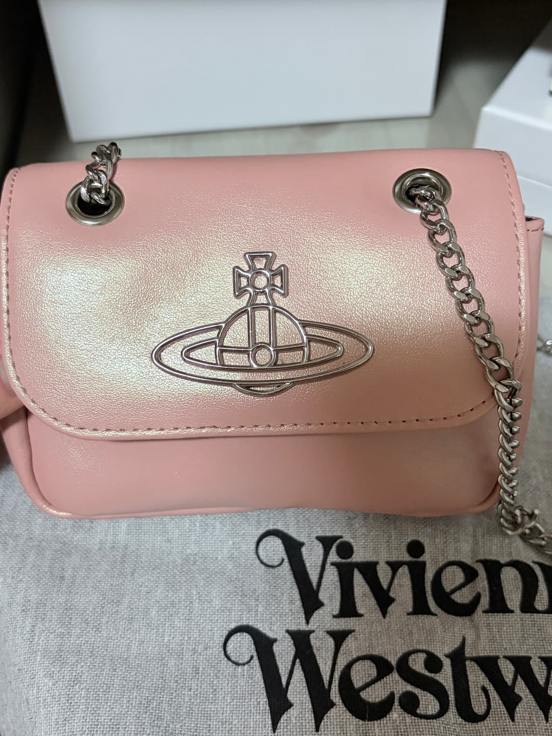비비안웨스트우드 펄라이즈 핑크 미니 체인백 상품이미지3