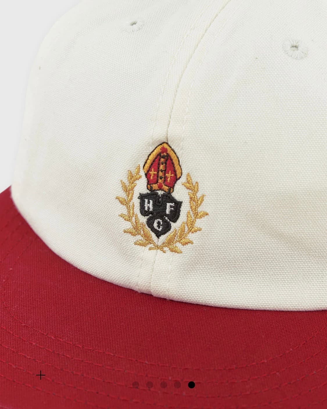 CREST CANVAS 6 PANEL CAP / White-Red 상품이미지5