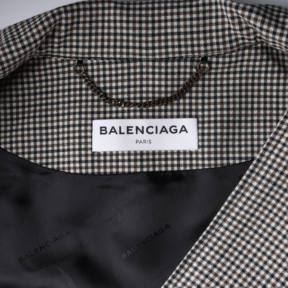 발렌시아가 머플러 타이 울 체크 패턴 봄버 재킷 헤링턴 자켓 상품이미지4