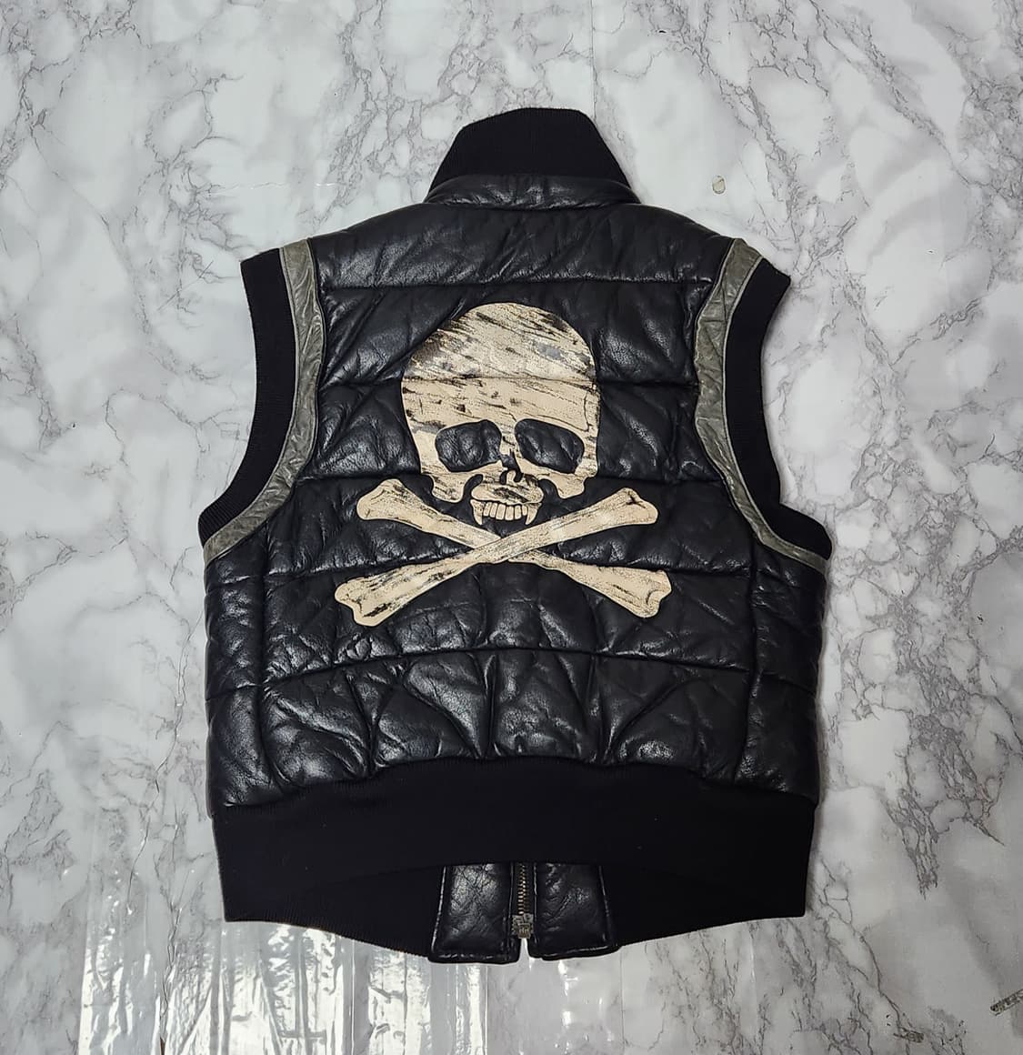 ROEN 로엔 스컬 가죽 다운 베스트 바이커 자켓 상품이미지1