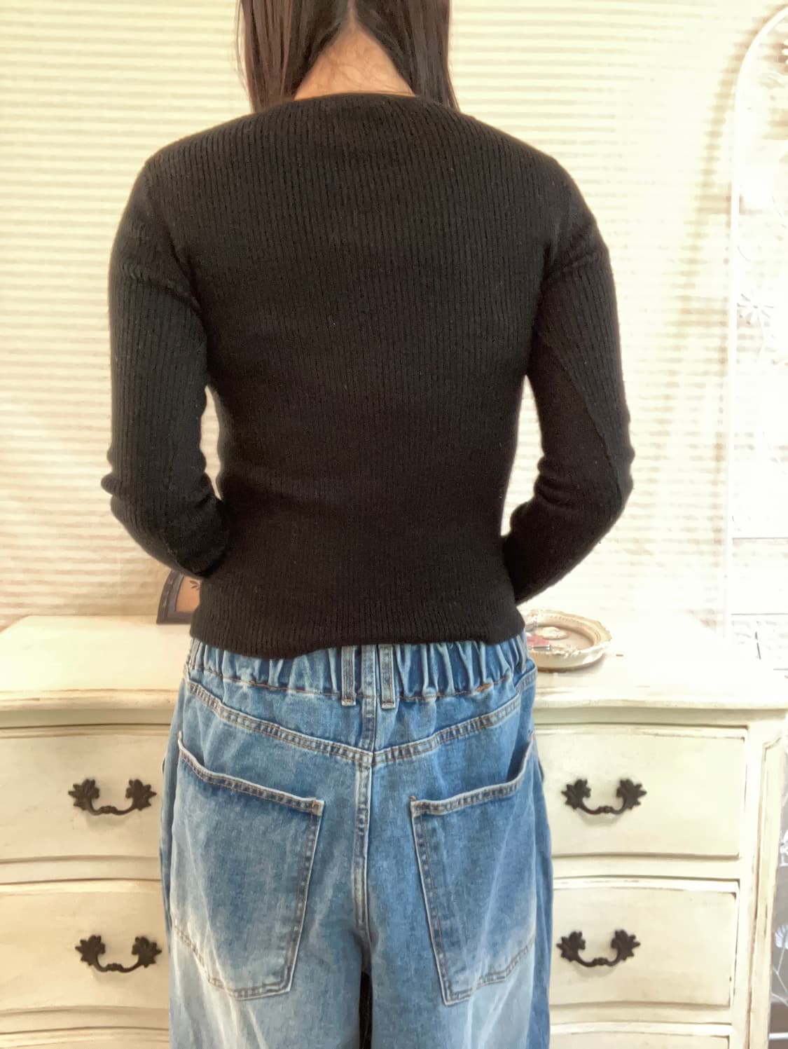 빈티지 블랙 플라워 패턴 니트 y2k 스트릿 갸루 펑키 일본빈티지 상품이미지5