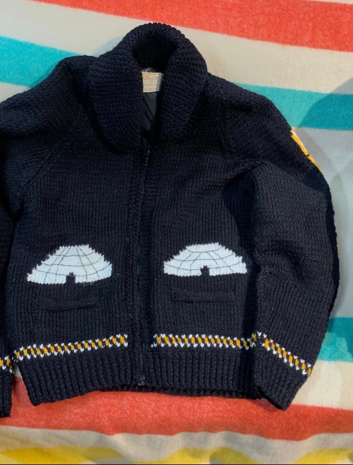 80s 핸드 니트 코위찬 집업 스웨터 ALASKA 상품이미지2