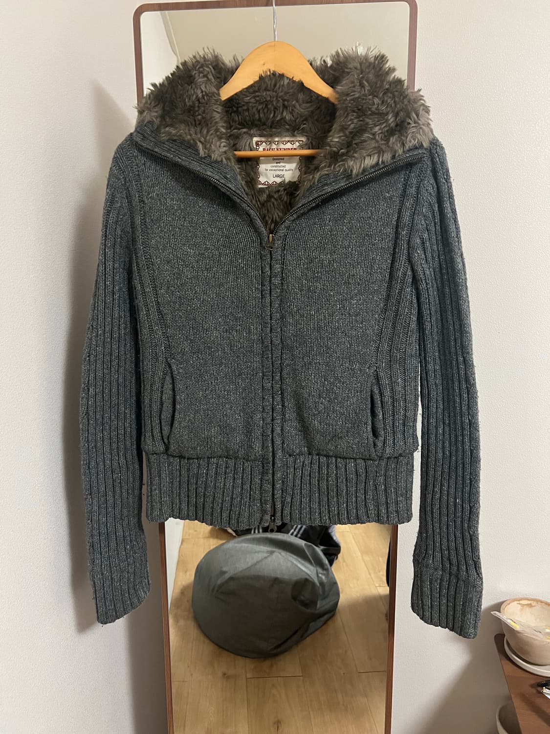 Black number 퍼 니트집업 상품이미지1