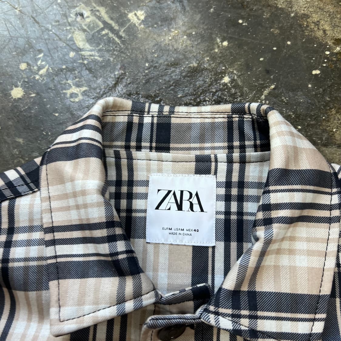 M) ZARA 자라 체크 블루종 자켓 점퍼 상품이미지3