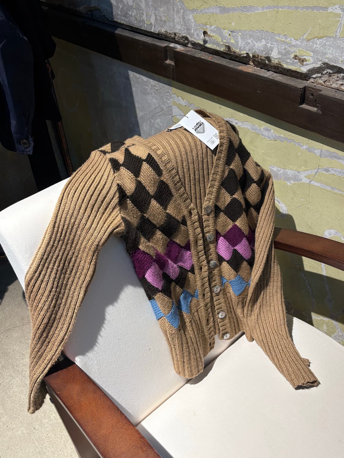 Castellani 체크 아가잉 니트 가디건 상품이미지4