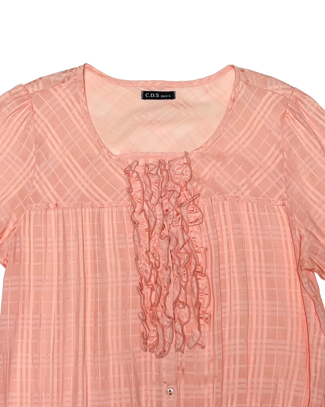 Pink check frill top 상품이미지3