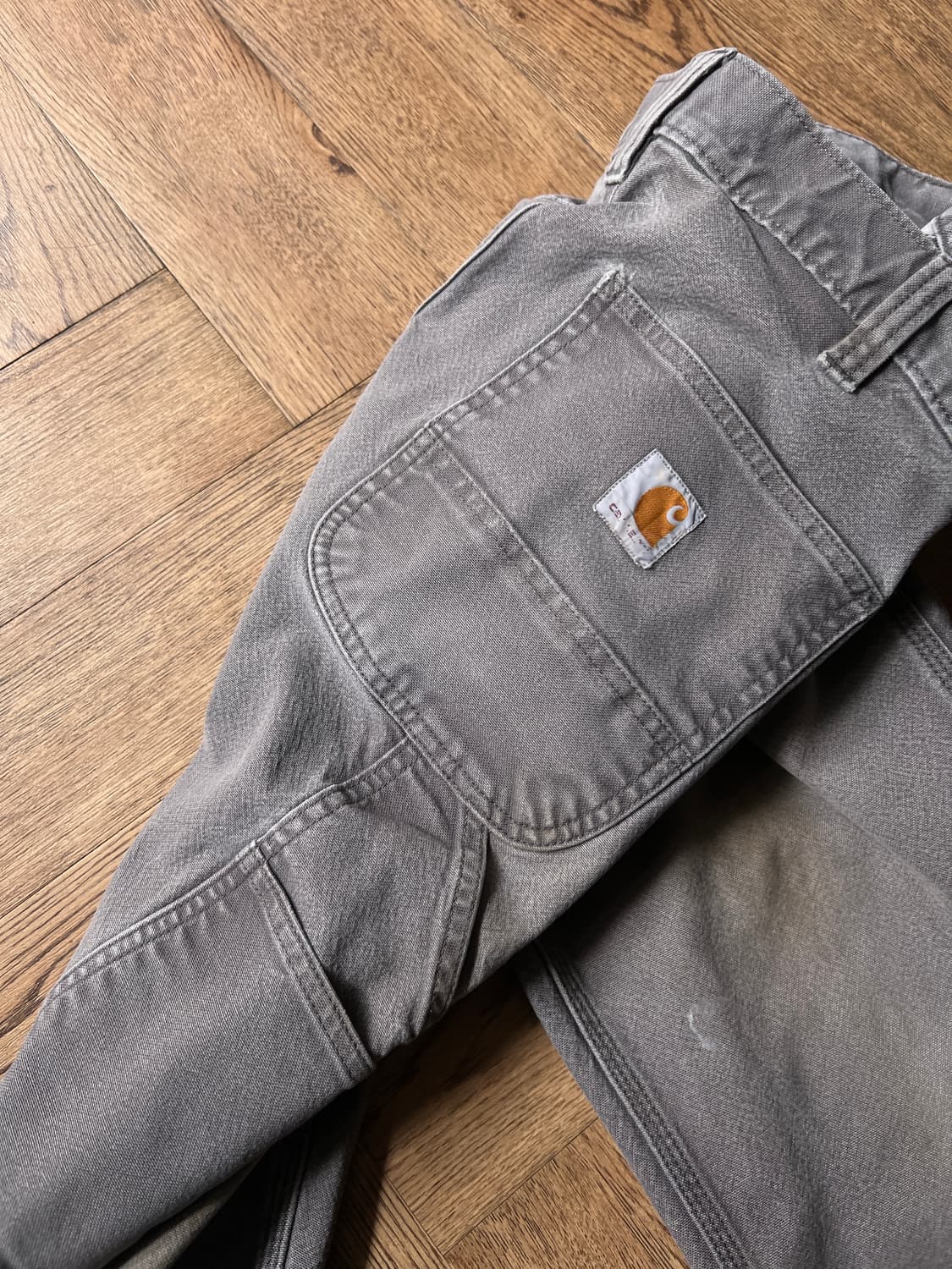 [33]칼하트 USA 빈티지 페이딩 차콜그레이 싱글니 카펜터 워크 팬츠 상품이미지9