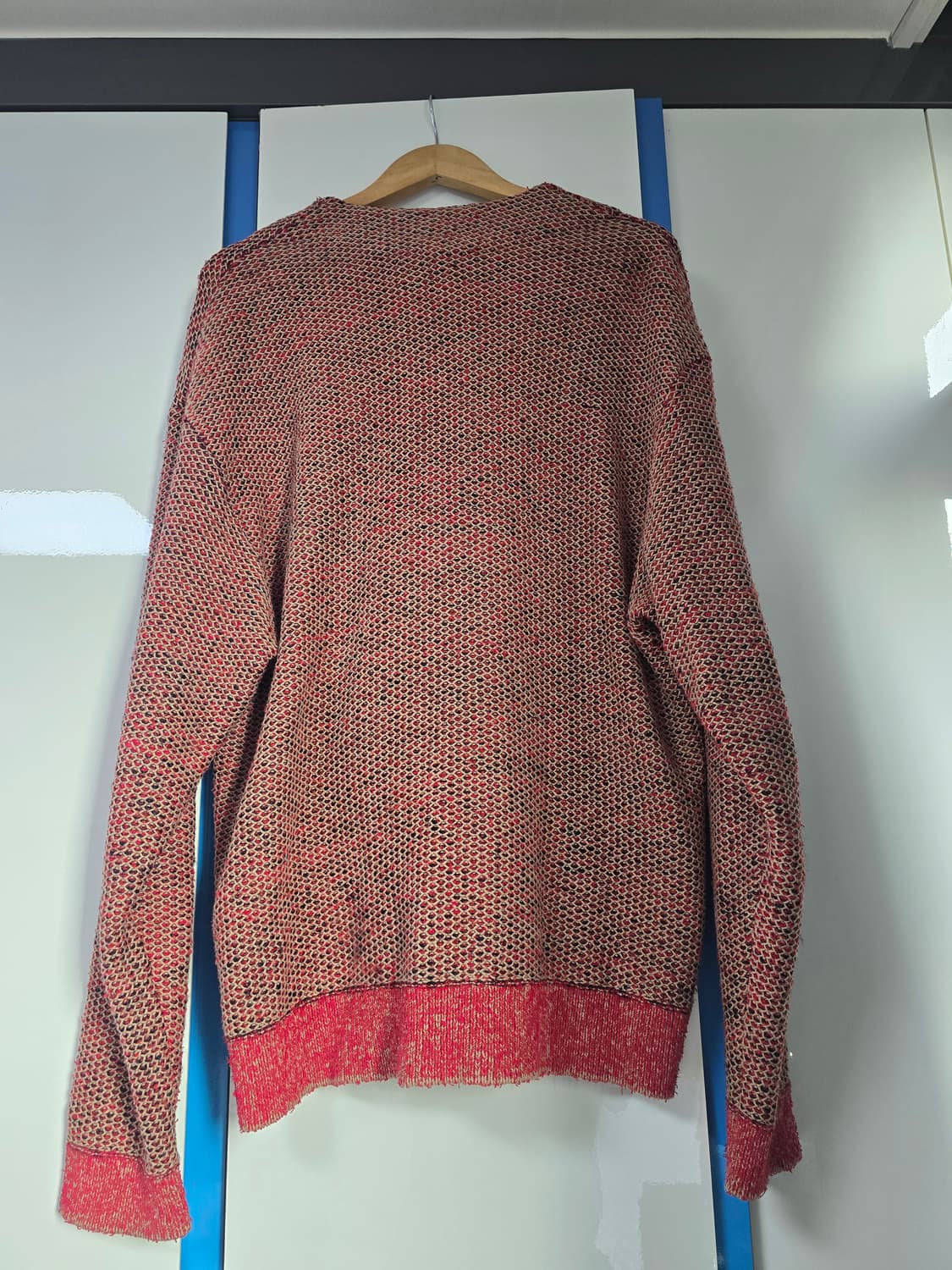 [3] MATSUFUJI 마츠후지 자카드 니트 가디건 레드 상품이미지3