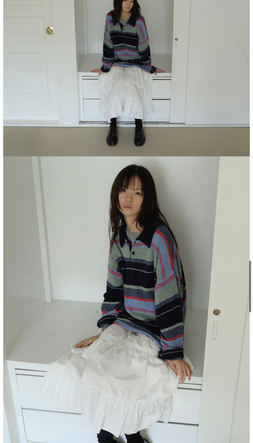 아유서울 멀티 스트라이프 카라 테리 니트 상품이미지2