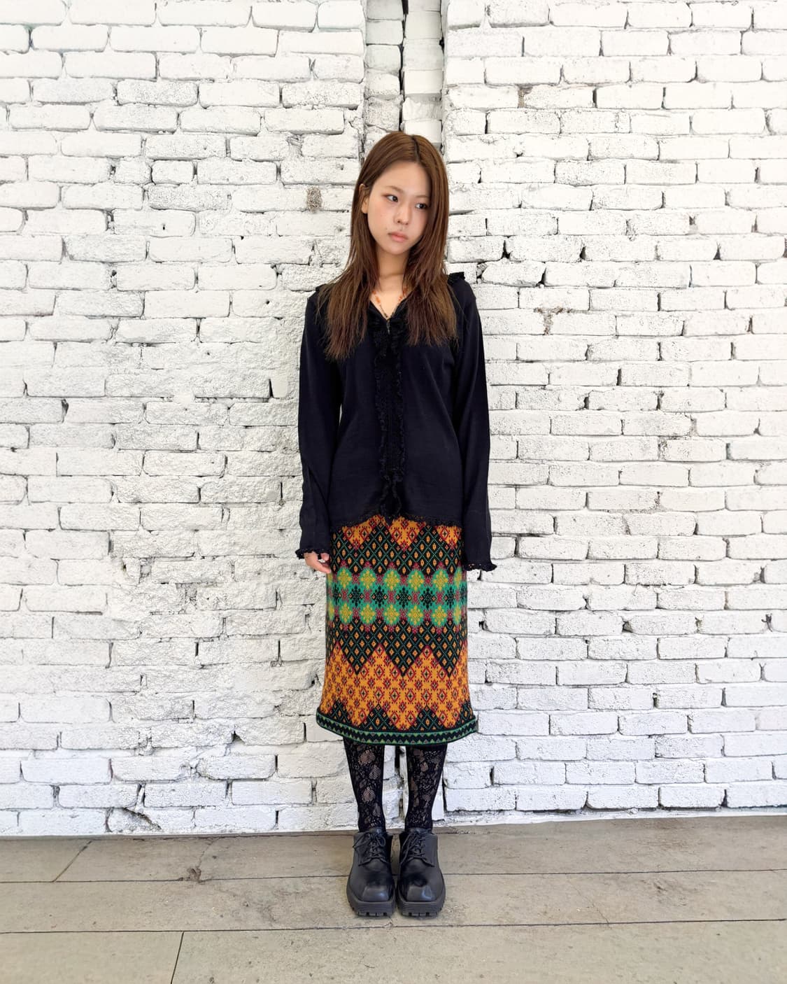 빈티지 레이스 니트 후드집업 상품이미지2